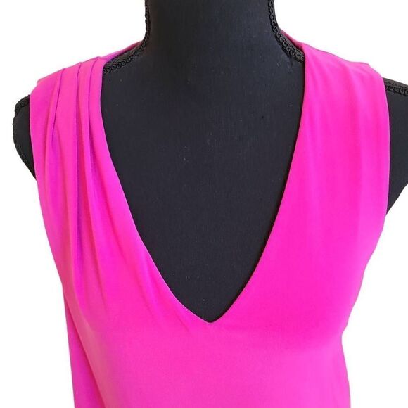 Last Tango Womens Sleeveless Asymmetric Top Layer Ruched Mini Pink Dress XS - Picture 7 of 15